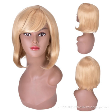 short golden color bob wig with bang